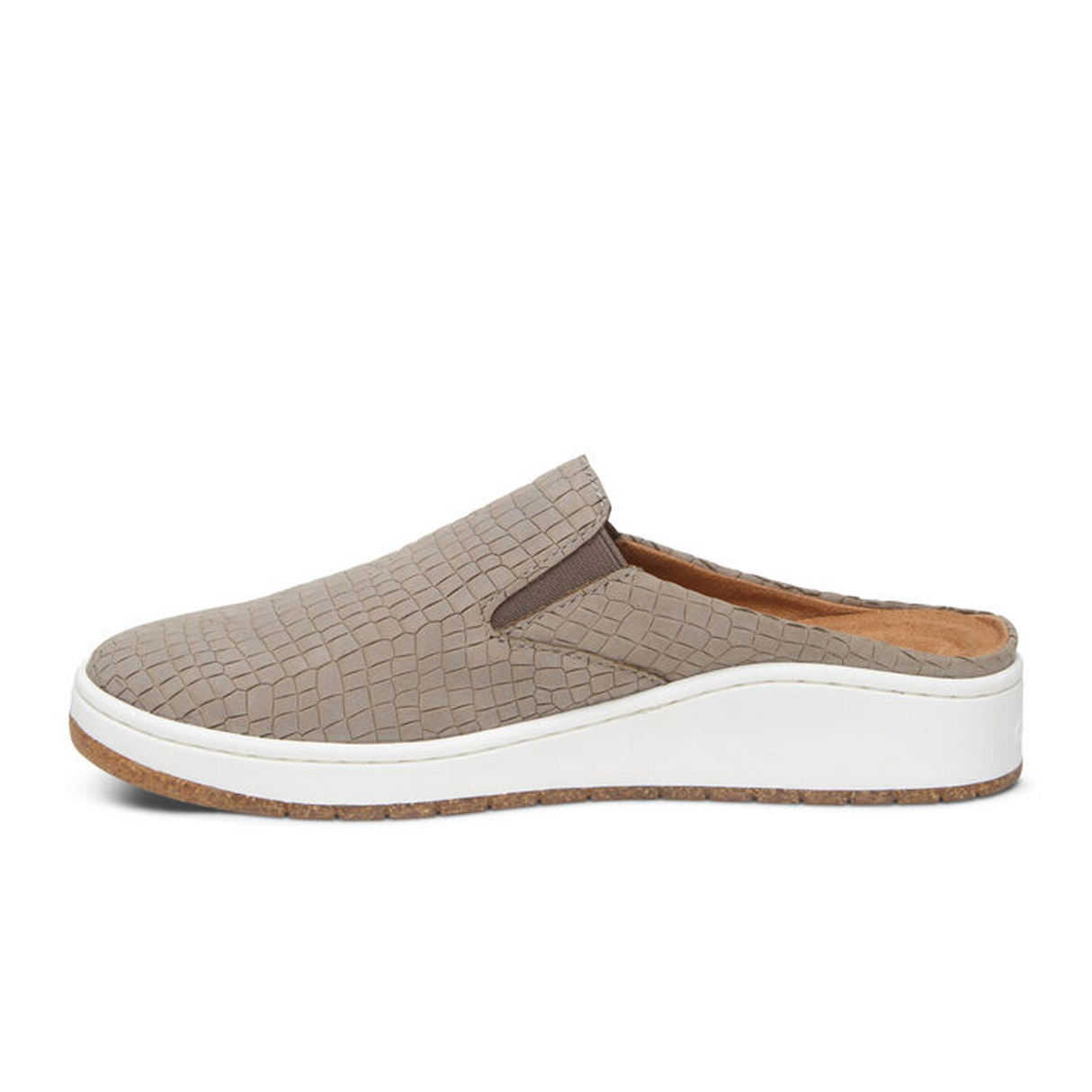 Aetrex Sasha Slip On (Women) - Taupe Croc Dress-Casual - Slip Ons - The Heel Shoe Fitters