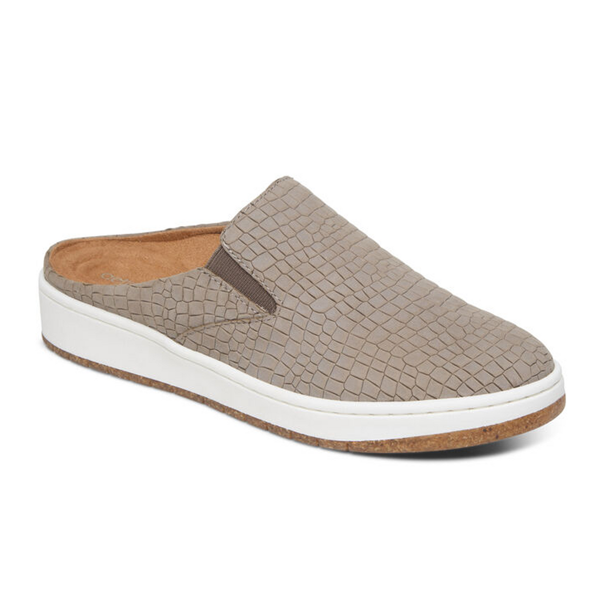 Aetrex Sasha Slip On (Women) - Taupe Croc Dress-Casual - Slip Ons - The Heel Shoe Fitters