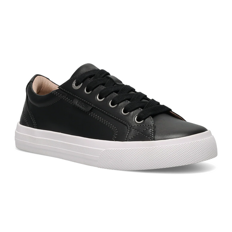 Taos Plim Soul Lux Sneaker (Women) - Black Leather/White Athletic - Casual - Lace Up - The Heel Shoe Fitters