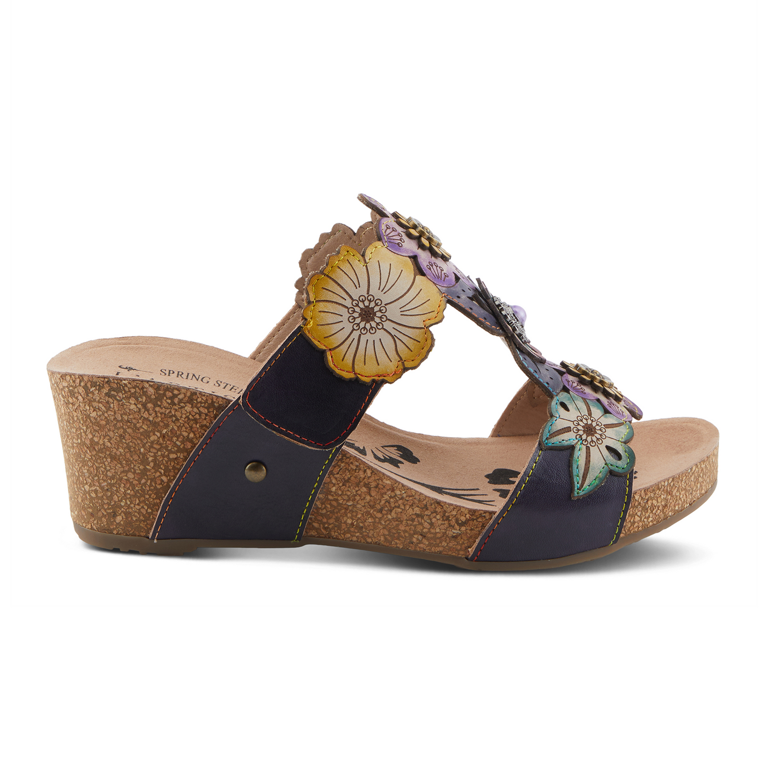 L'Artiste Prettypetals Wedge Sandal (Women) - Navy Multi Sandal - Heel/Wedge - The Heel Shoe Fitters