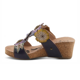 L'Artiste Prettypetals Wedge Sandal (Women) - Navy Multi Sandal - Heel/Wedge - The Heel Shoe Fitters