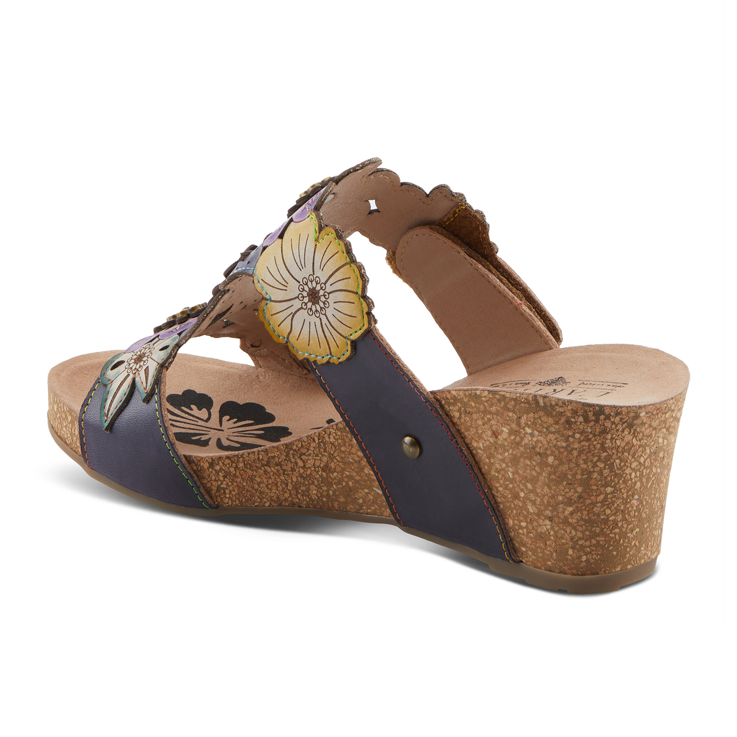 L'Artiste Prettypetals Wedge Sandal (Women) - Navy Multi Sandal - Heel/Wedge - The Heel Shoe Fitters