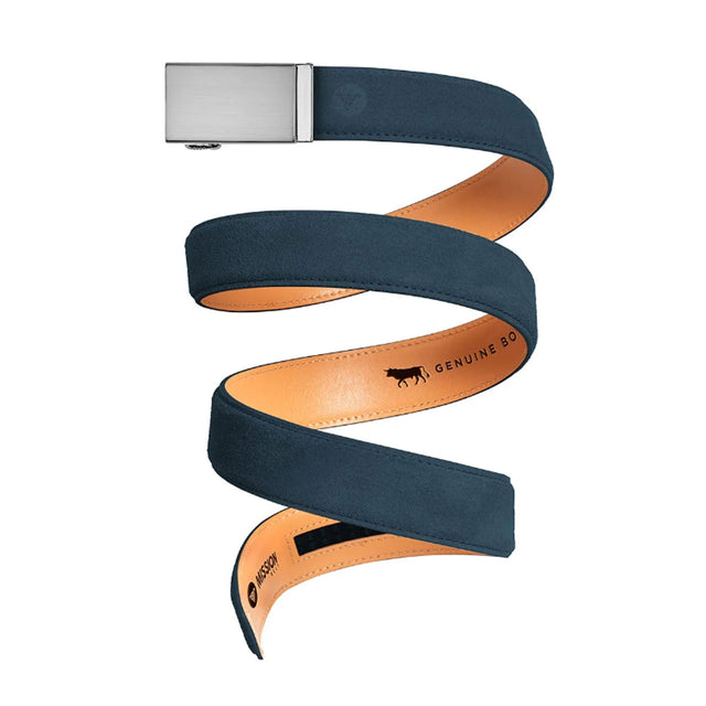 Mission Belts Suede Belt (Men) - Steel/Navy Suede Accessories - Belts - Non-Leather - The Heel Shoe Fitters