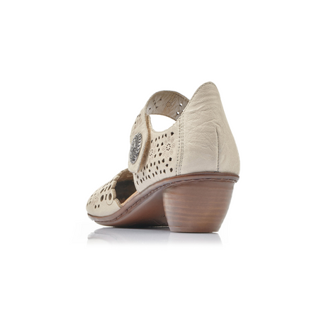 Rieker Mirjam 43753-60 Heeled Sandal (Women) - Cream Sandals - Heel/Wedge - The Heel Shoe Fitters