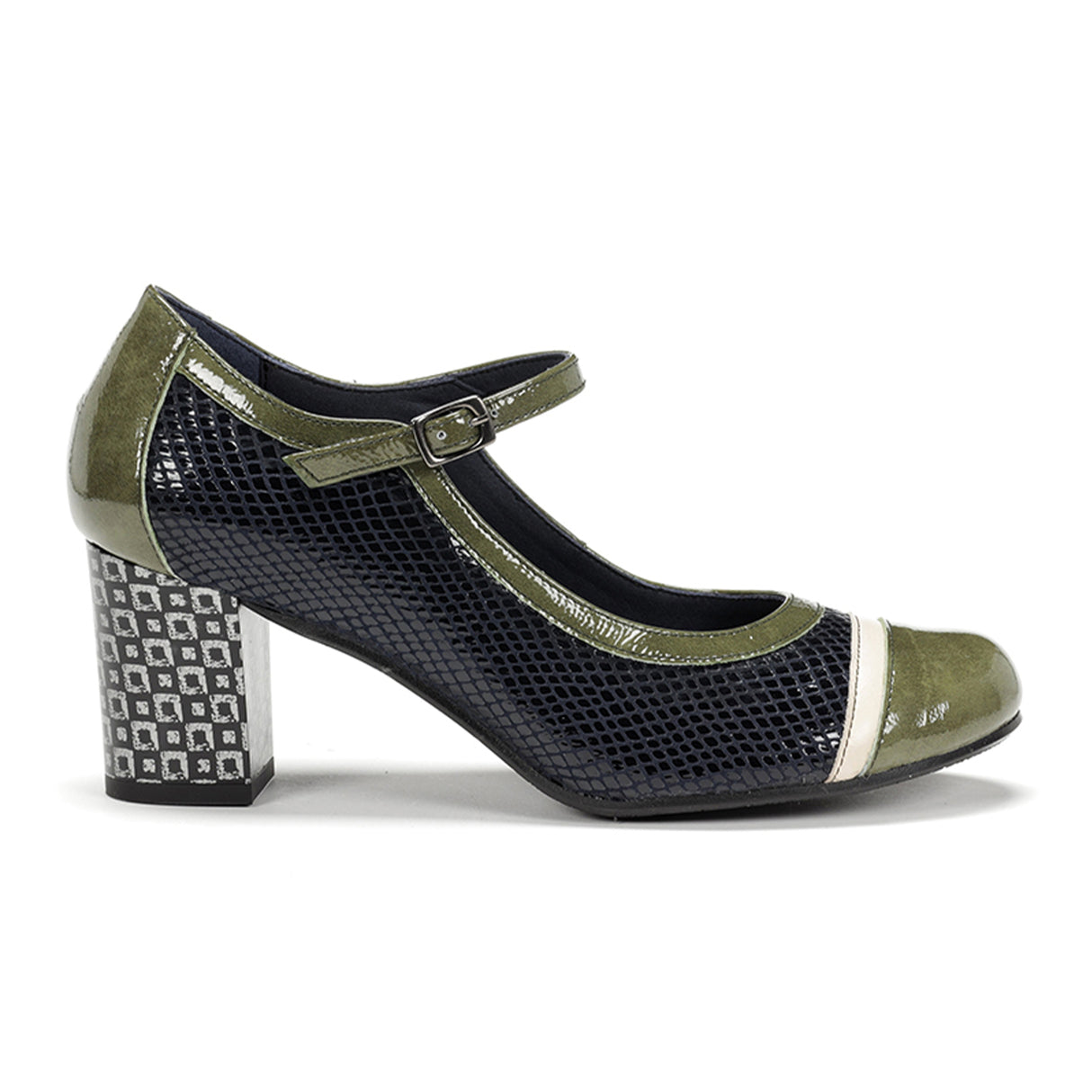 Dorking Rodin D8669 Heeled Mary Jane (Women) - Campbel/Suga Navy/Herb Dress-Casual - Heels - The Heel Shoe Fitters