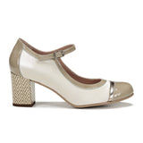 Dorking Rodin Heeled Mary Jane (Women) - Lamin Crema Dress-Casual - Heels - The Heel Shoe Fitters