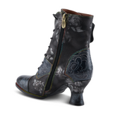 L'Artiste Roselia Heeled Ankle Boot (Women) - Black Multi Boots - Casual - Mid - The Heel Shoe Fitters