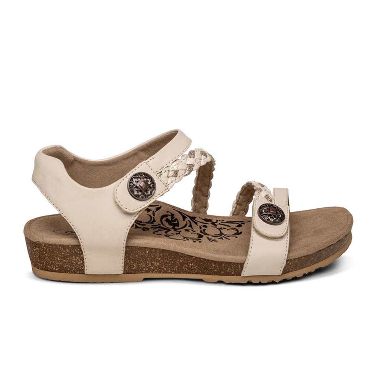 Aetrex Jillian Braided Backstrap Sandal (Women) - Ivory Sandals - Backstrap - The Heel Shoe Fitters