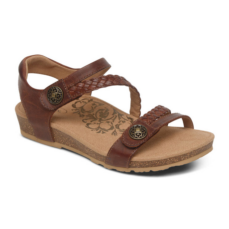 Aetrex Jillian Braided Backstrap Sandal (Women) - Walnut Sandals - Backstrap - The Heel Shoe Fitters