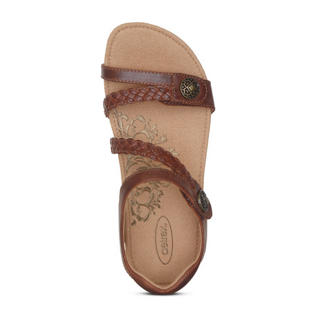 Aetrex Jillian Braided Backstrap Sandal (Women) - Walnut Sandals - Backstrap - The Heel Shoe Fitters