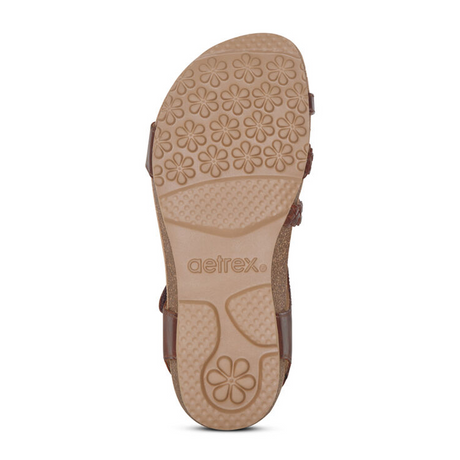 Aetrex Jillian Braided Backstrap Sandal (Women) - Walnut Sandals - Backstrap - The Heel Shoe Fitters