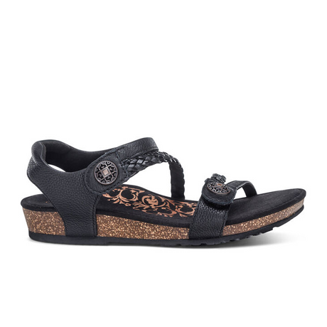 Aetrex Jillian Braided Backstrap Sandal (Women) - Black Sandals - Backstrap - The Heel Shoe Fitters