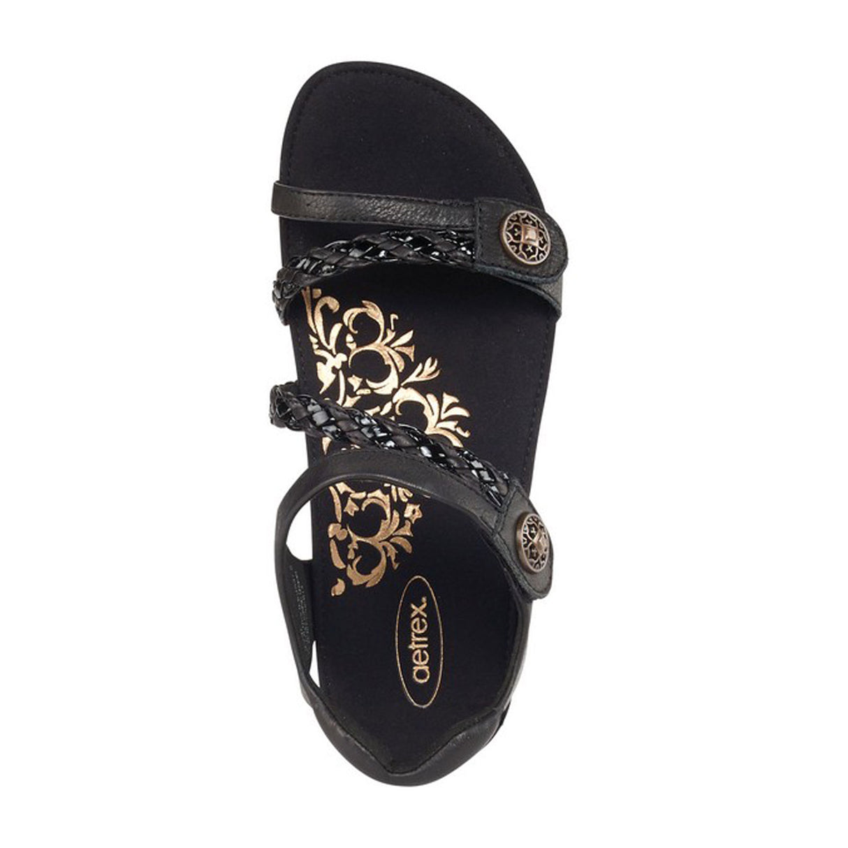 Aetrex Jillian Braided Backstrap Sandal (Women) - Black Sandals - Backstrap - The Heel Shoe Fitters