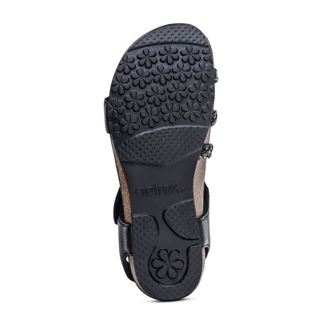 Aetrex Jillian Braided Backstrap Sandal (Women) - Black Sandals - Backstrap - The Heel Shoe Fitters