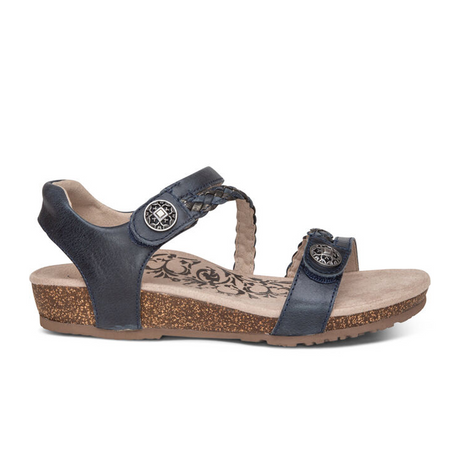 Aetrex Jillian Braided Backstrap Sandal (Women) - Navy Sandals - Backstrap - The Heel Shoe Fitters