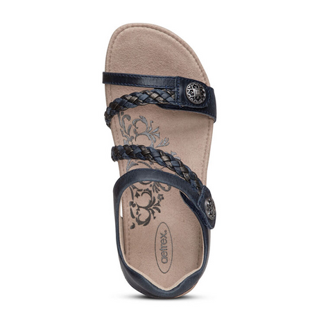 Aetrex Jillian Braided Backstrap Sandal (Women) - Navy Sandals - Backstrap - The Heel Shoe Fitters