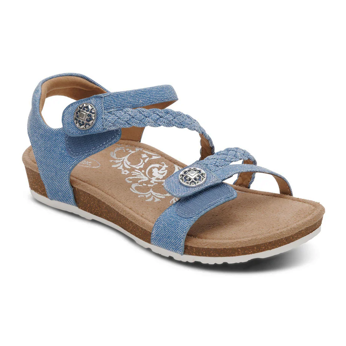 Aetrex Jillian Backstrap Sandal (Women) - Denim Sandal - Backstrap - The Heel Shoe Fitters