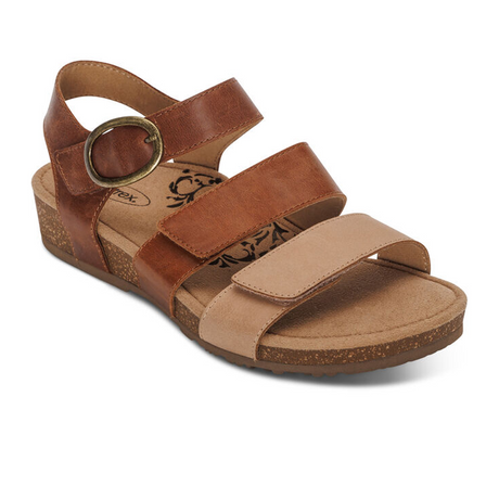 Aetrex Lilly Backstrap Sandal (Women) - Walnut Sandals - Backstrap - The Heel Shoe Fitters