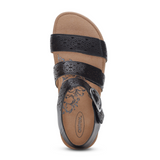 Aetrex Lilly Backstrap Sandal (Women) - Black Cutout Sandal - Backstrap - The Heel Shoe Fitters