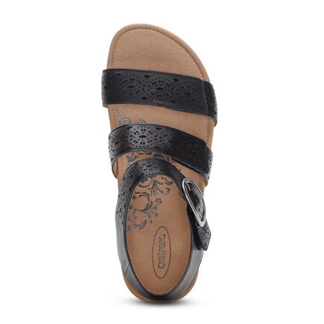 Aetrex Lilly Backstrap Sandal (Women) - Black Cutout Sandal - Backstrap - The Heel Shoe Fitters