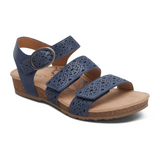 Aetrex Lilly Backstrap Sandal (Women) - Navy Cutout Sandal - Backstrap - The Heel Shoe Fitters