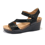 Halsa Giselle Wedge Sandal (Women) - Black Sandals - Heel/Wedge - The Heel Shoe Fitters