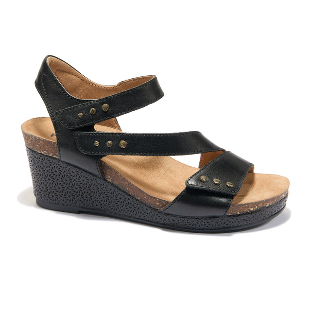 Halsa Giselle Wedge Sandal (Women) - Black Sandals - Heel/Wedge - The Heel Shoe Fitters