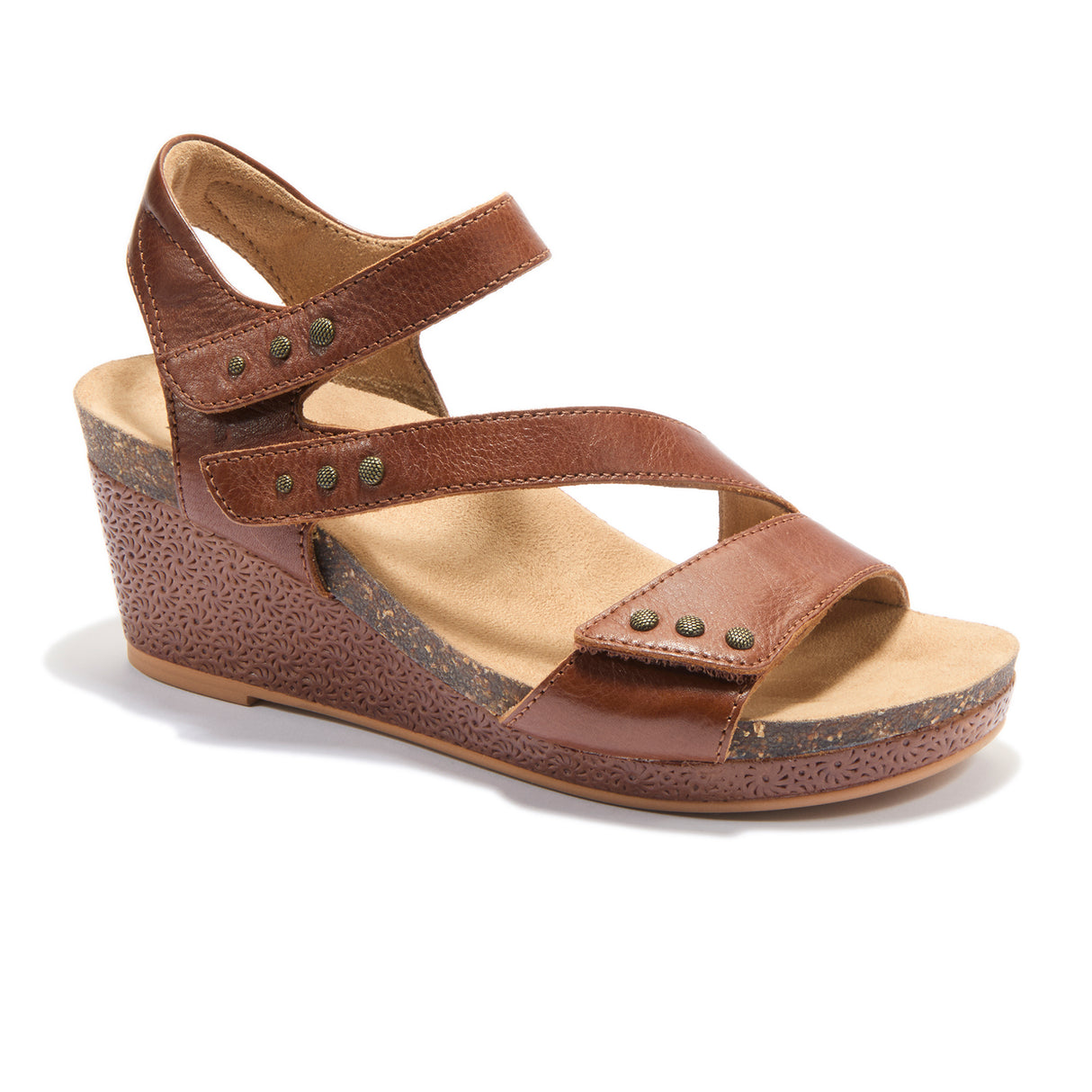 Halsa Giselle Wedge Sandal (Women) - Cognac Sandals - Heel/Wedge - The Heel Shoe Fitters