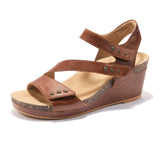 Halsa Giselle Wedge Sandal (Women) - Cognac Sandals - Heel/Wedge - The Heel Shoe Fitters