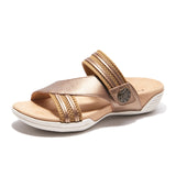 Halsa Desiree Slide Sandal (Women) - Bronze Sandals - Slide - The Heel Shoe Fitters