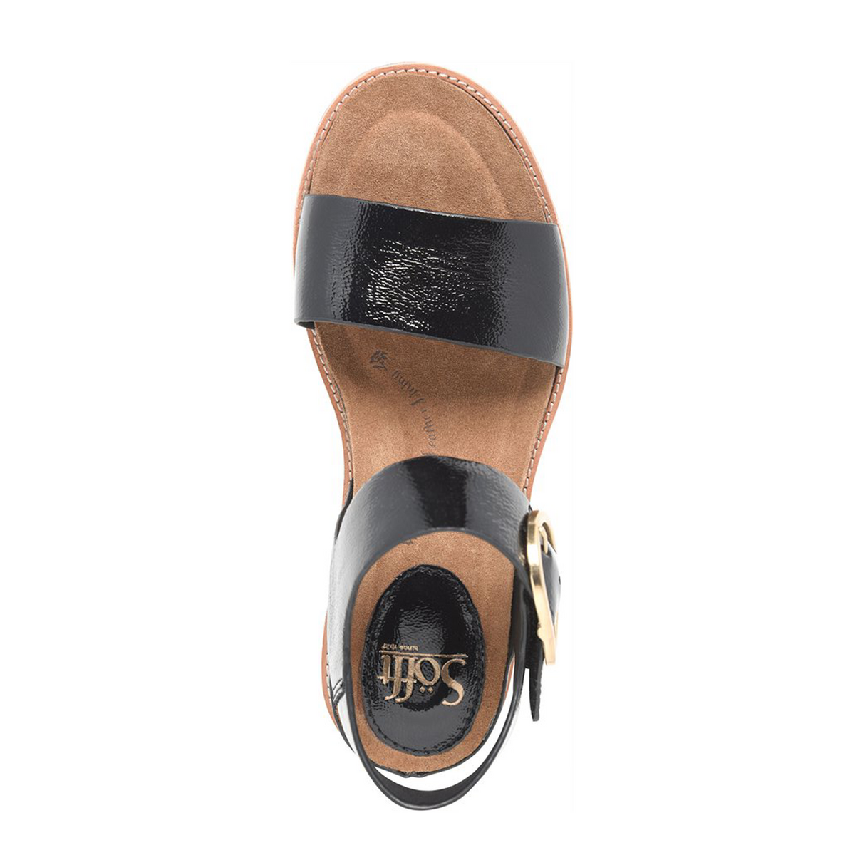 Sofft Bali Sandal (Women) - Black Patent Sandal - Backstrap - The Heel Shoe Fitters