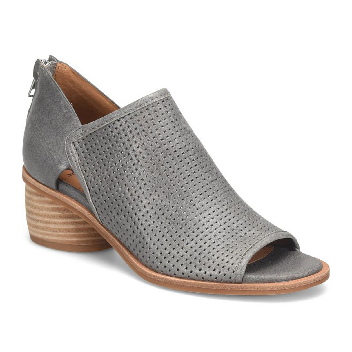 Sofft Carleigh Bootie (Women) - Moon Grey Perf Sandal - Heel/Wedge - The Heel Shoe Fitters