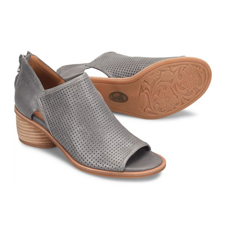 Sofft Carleigh Bootie (Women) - Moon Grey Perf Sandal - Heel/Wedge - The Heel Shoe Fitters