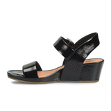 Sofft Vaya Wedge Sandal (Women) - Black Crinkle Patent Sandals - Heel/Wedge - The Heel Shoe Fitters