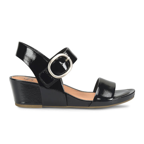 Sofft Vaya Wedge Sandal (Women) - Black Crinkle Patent Sandals - Heel/Wedge - The Heel Shoe Fitters