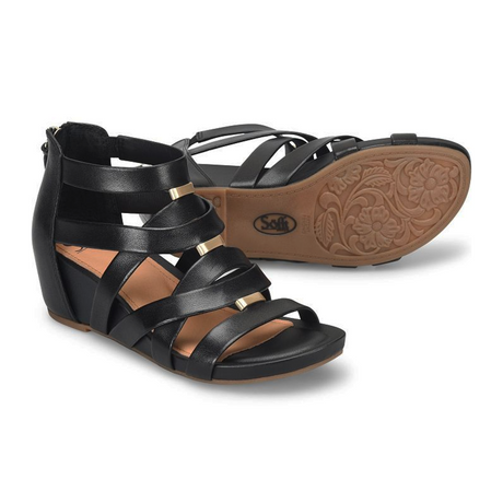 Sofft Vivi Wedge Sandal (Women) - Black Sandal - Heel/Wedge - The Heel Shoe Fitters