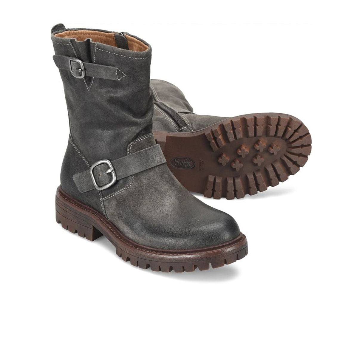 Sofft Amberlynn Moto Boot (Women) - Carbon Grey Boots - Casual - Mid - The Heel Shoe Fitters