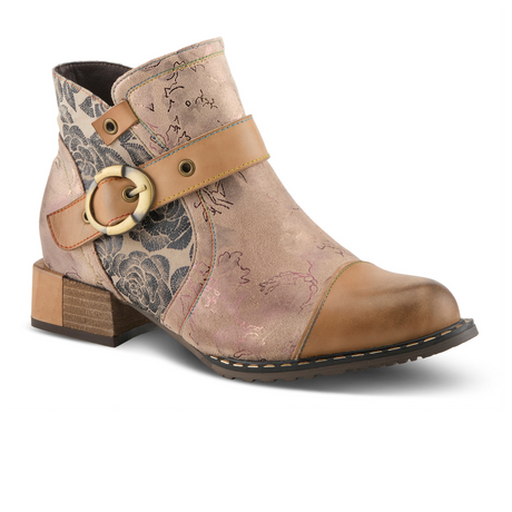 L'Artiste Sipperb Ankle Boot (Women) - Beige Multi Boots - Casual - Low - The Heel Shoe Fitters