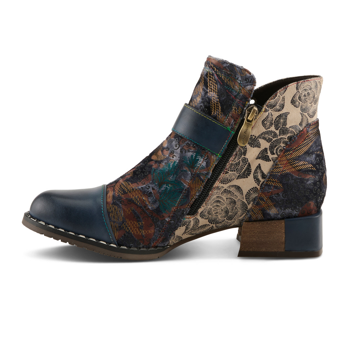 L'Artiste Sipperb Ankle Boot (Women) - Navy Multi Boots - Casual - Low - The Heel Shoe Fitters