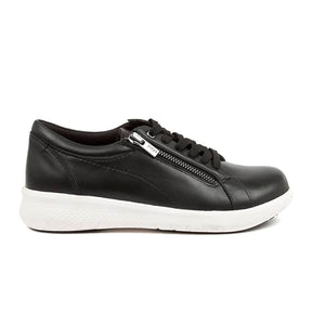 Ziera Solar XF Sneaker (Women) - Black Leather/White Outsole Dress-Casual - Lace Ups - The Heel Shoe Fitters