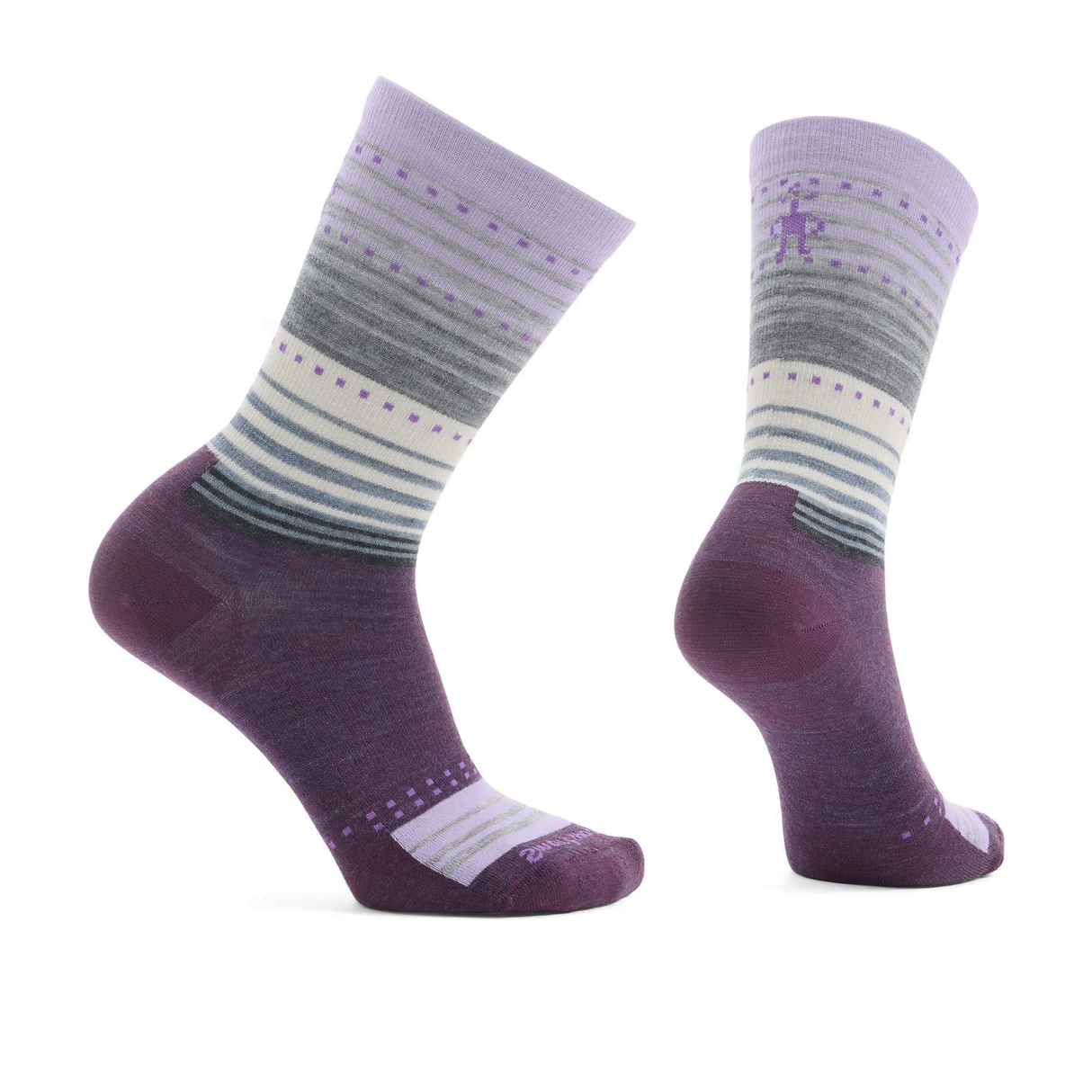 Smartwool Everyday Stitch Stripe Crew Sock (Unisex) - Fossil/Purple Accessories - Socks - Lifestyle - The Heel Shoe Fitters
