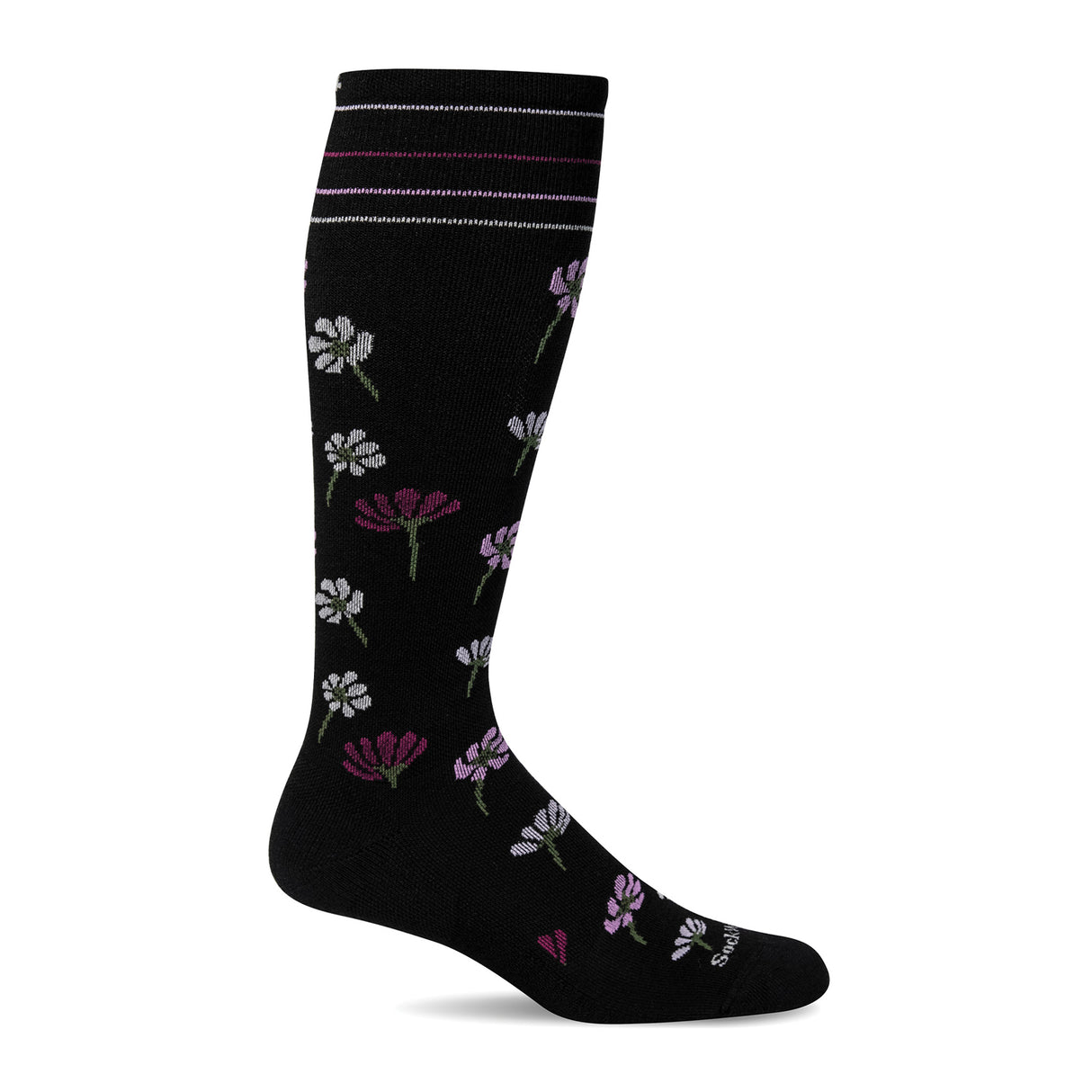 Sockwell Field Flower Over the Calf Compression Sock (Women) - Black Accessories - Socks - Compression - The Heel Shoe Fitters