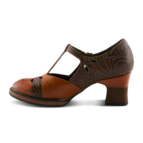 L'Artiste Sweetnora T-Strap Heel (Women) - Camel Multi Dress-Casual - Heels - The Heel Shoe Fitters