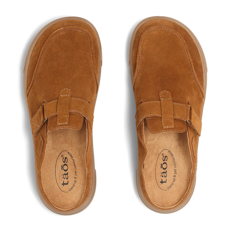 Taos Trivia (Women) - Chestnut Suede Dress-Casual - Clogs & Mules - The Heel Shoe Fitters