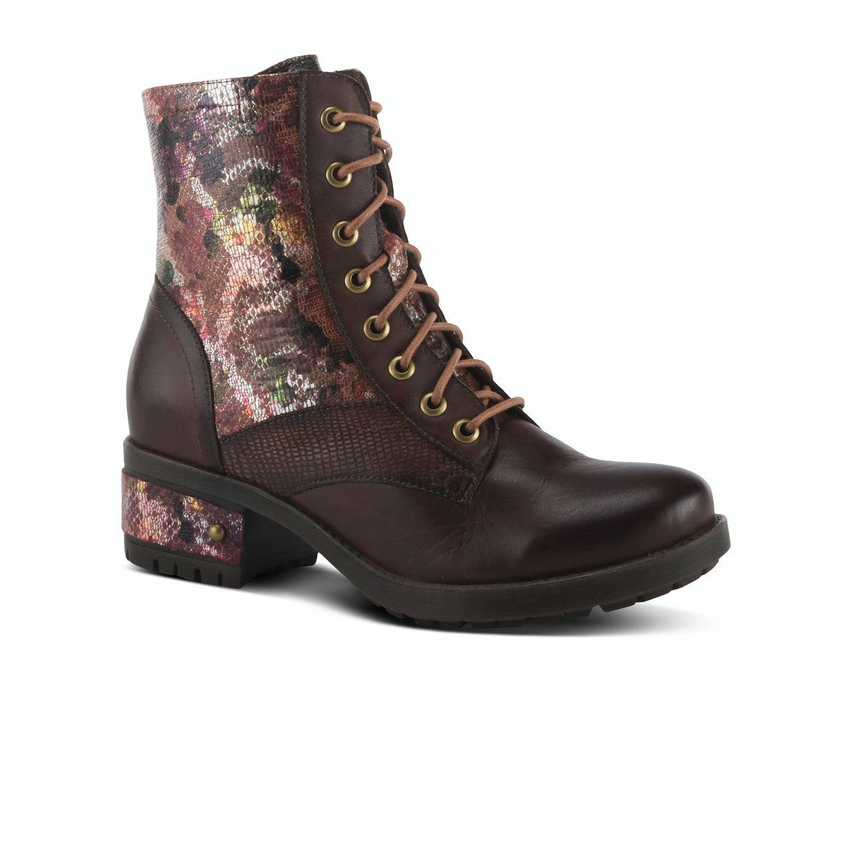 L'Artiste Marty-Met Combat Boot (Women) - Brown Multi Boots - Casual - Mid - The Heel Shoe Fitters