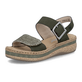 Rieker Regina 51 Wedge Sandal (Women) - Schilf/Moor Sandal - Heel/Wedge - The Heel Shoe Fitters