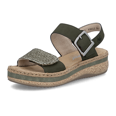 Rieker Regina 51 Wedge Sandal (Women) - Schilf/Moor Sandal - Heel/Wedge - The Heel Shoe Fitters