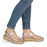 Rieker Regina 51 Wedge Sandal (Women) - Beige/Lightbrass Sandal - Heel/Wedge - The Heel Shoe Fitters