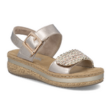 Rieker Regina 51 Wedge Sandal (Women) - Beige/Lightbrass Sandal - Heel/Wedge - The Heel Shoe Fitters