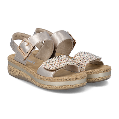 Rieker Regina 51 Wedge Sandal (Women) - Beige/Lightbrass Sandal - Heel/Wedge - The Heel Shoe Fitters